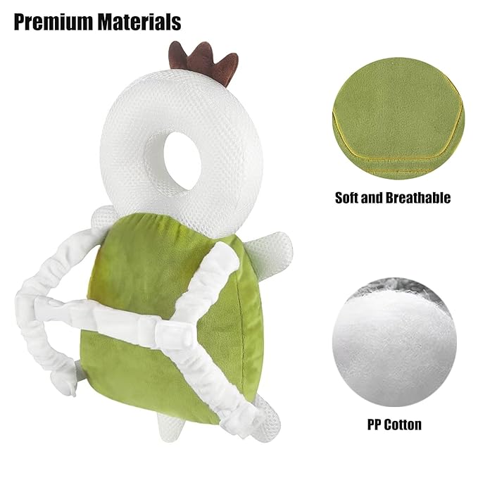 PandaEar Baby Head Protection Backpack Toddler Adjustable Walking Head Protector, Head Protection Backpack Wear Safety Pad for Falling Crawling and Walking (Green)