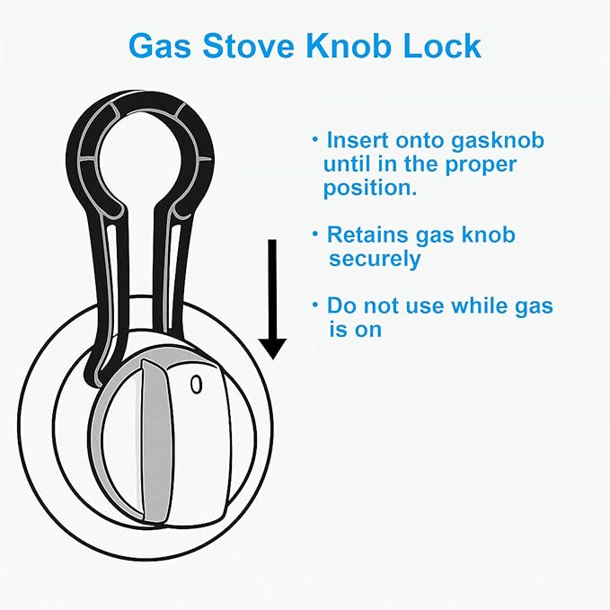 Gas Stove Knob Lock for Kids & Pets Safety,Gas Knob Lock to Effectively Prevent Accidental Touch,Easy to Install,Reusable PP Material,Fits Most Kitchen Sizes(BLACK,6PACK)