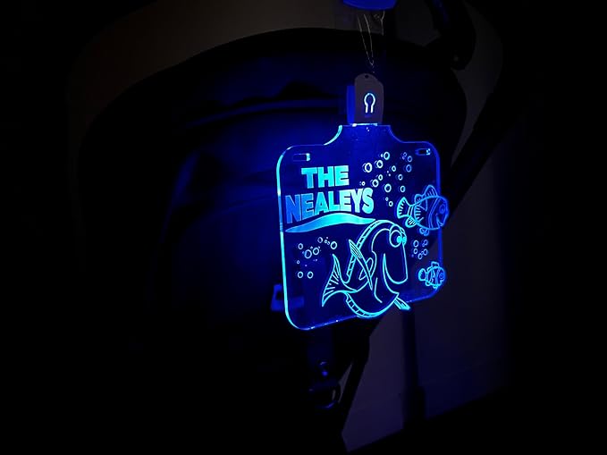 Personalized Night Light Stroller Name Tag, Mouse Ears Sign, Light up Family Stroller Sign for Theme Parks, Amusement Park Family Sign (Style 10)