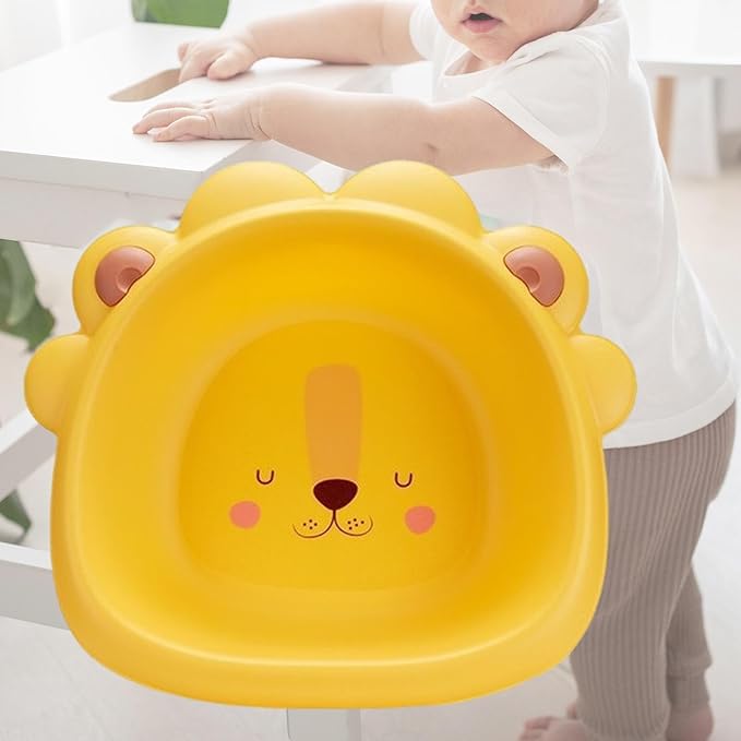 Yajuyi Wash Basin Baby Bath Tub Laundry Tub Comfortable Cartoon Foot Basin Washing up Basin for Traveling Household Children Baby, Yellow
