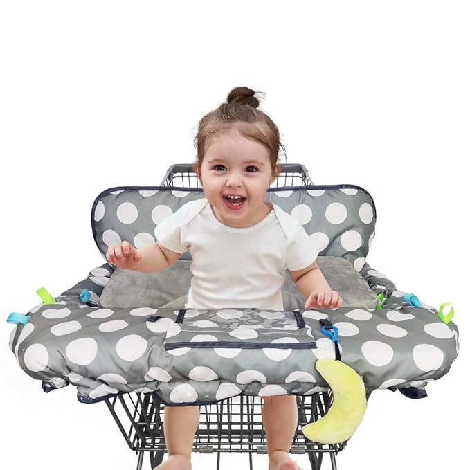 Shopping Cart Cover for Baby, High Chair Cover for Boy Girl, Grocery Cart Cushion Liner, with seat Positioner and Cellphone Holder,dot Printing