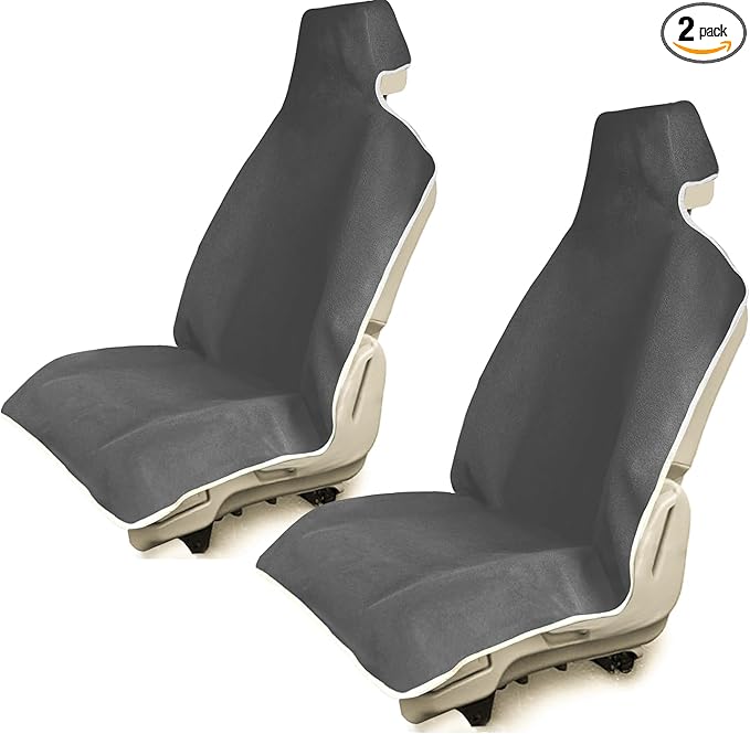 Waterproof Stain Resistant Towel Car Seat Cover,Universal Non-Slip for Car, Truck, SUV, Van Seat for Gym Workout,Swimming,Beach and Workout Outdoor , Machine Washable (2pcs Grey)