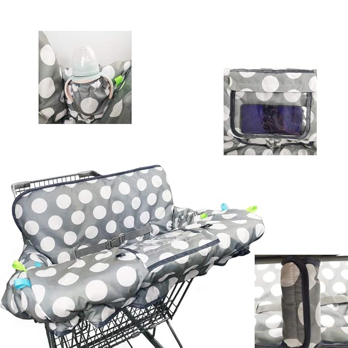 Shopping Cart Cover for Baby, High Chair Cover for Boy Girl, Grocery Cart Cushion Liner, with seat Positioner and Cellphone Holder,dot Printing