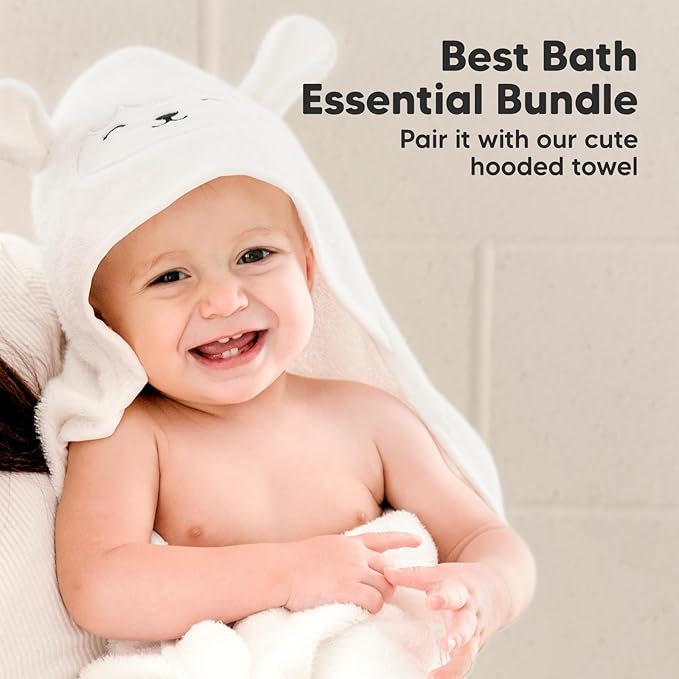 6-Pack Soft Baby Washcloths, Viscose from Bamboo - Kids, Newborn Bath Towels, Infant Shower, Toddler Reusable Face Towel, Gentle on Skin, Face Wash Cloths for Babies, 10x10 (White/Sky)
