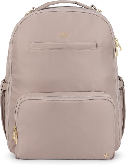 JuJuBe New Classic Diaper Bag Backpack with Portable Changing Pad, Stroller Straps, Large Travel Backpack for Boy or Girl, Carrying Baby Bottles, Wipes, Diapers, Pacifiers, Taupe, Mother's Day Gift
