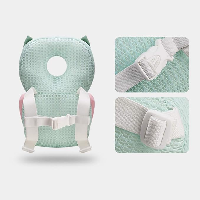 Bebamour Baby Walkers Head Protector Toddler Adjustable Baby Safety Pad Backpack Wear for Crawling with Safety Leash (New White, Cow)