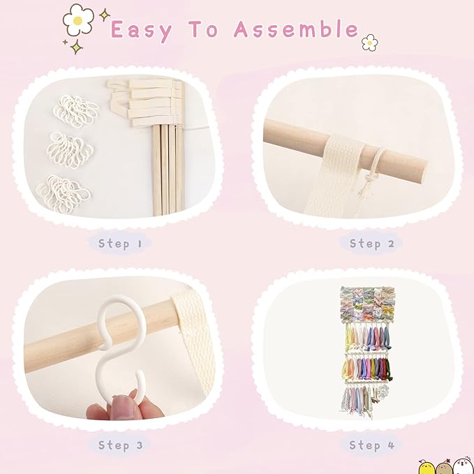 POVETIRE Headband Holder Hair Bows Organizer for Girls, Baby Headbands Hair Accessories Organizer Storage Wall Hanging Decor for Toddler Girls Room