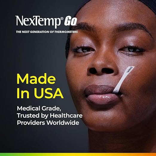 NexTemp® Go Oral Disposable Thermometers, Accurate Fast Read Temperature Thermometer in 10 Seconds, Hygienic, Use Anytime Anywhere for Adults, Kids, Travel, Home or First Aid Kit, Fahrenheit, 24-Pack