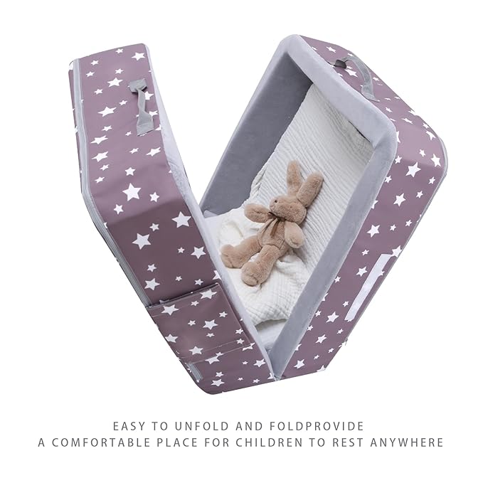 Mooedcoe Foldable Toddler Floor Bed with Sides, Folding Toddler Bed for Travel Kid Foam Sleeping Cot for Children 18M – 5yr Old