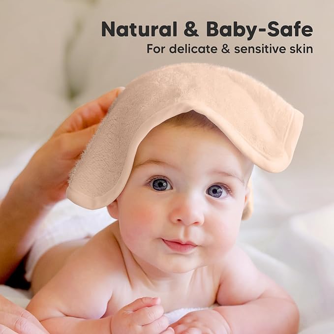 6-Pack Soft Baby Washcloths, Viscose from Bamboo - Kids, Newborn Bath Towels, Infant Shower, Toddler Reusable Face Towel, Gentle on Skin, Face Wash Cloths for Babies, 10x10 (Peachy)