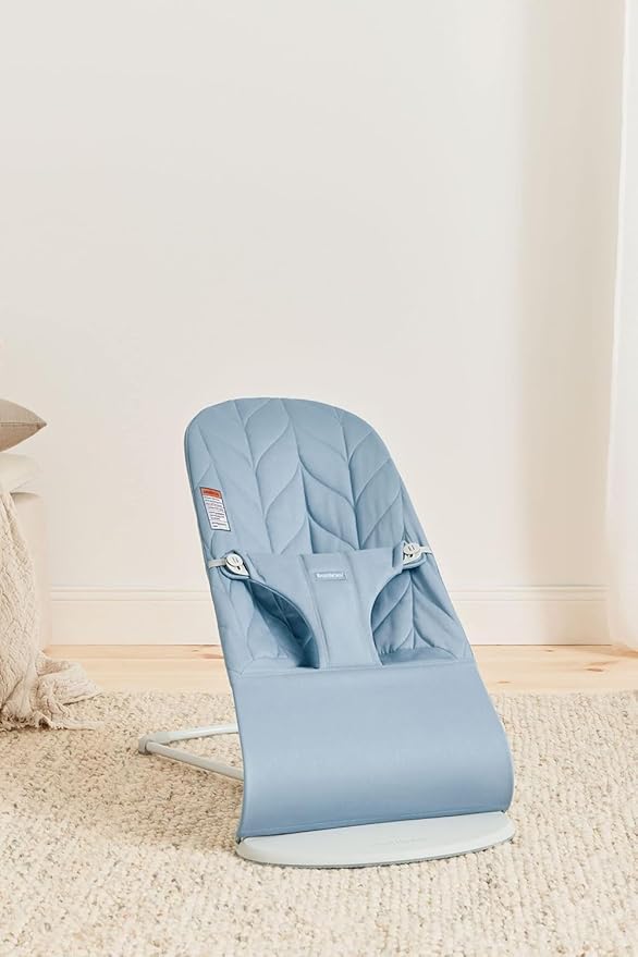 BabyBjörn Bouncer Bliss, Blue, Woven, Petal Quilt | 2-in-1 Adjustable Baby Bouncer Seat and Toddler Chair, Newborn to Toddler (8-29 lbs), 4 Positions, Lightweight & Portable