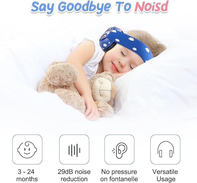 Infant Ear Protection Noise Cancelling Baby Ear Muffs, Toddler Hearing Protection with Adjustable Elastic Headband,Fire car