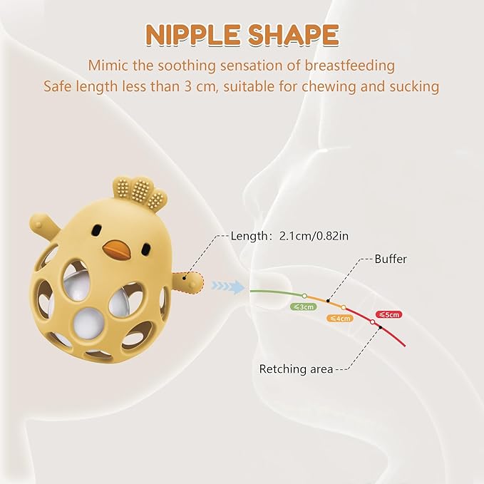 MCGMITT Baby Teething Toys for 3-6 Months, Easy Grasp Silicone Infant Rattle Teether Toy for 0-12 Months, BPA-Free Food Grade Baby Montessori Sensory Toys, Soft Infant Chew Toys for Teething Relief