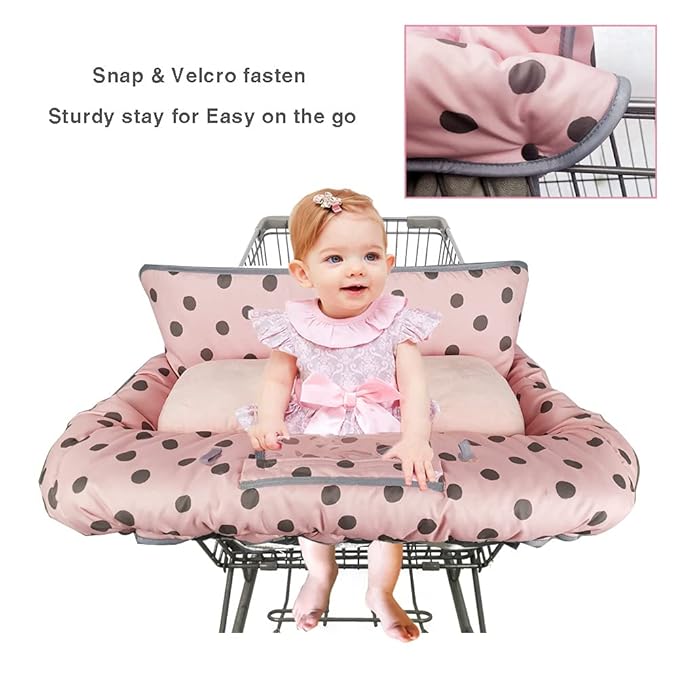 Shopping Cart Cover for Baby/Toddler with Supportive seat positioner, Cozy High Chair Cover, Pink