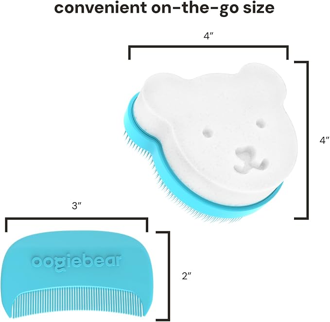 oogiebear Cradle Cap Brush Kit for Babies – Gentle and Safe Scalp Massage Care with Sponge, Brush, and Comb for Newborns and Babies
