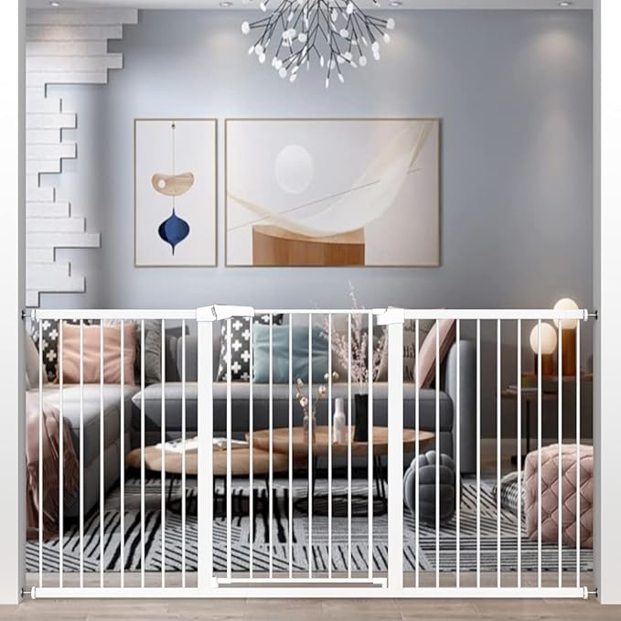 Extra Tall Baby Gate Stand 38" Tall - 65.35"-68.11" Wide Extra Long Large Walk Through Pet Gate for Kids or Pets - Metal Pressure Mounted Safety Gate