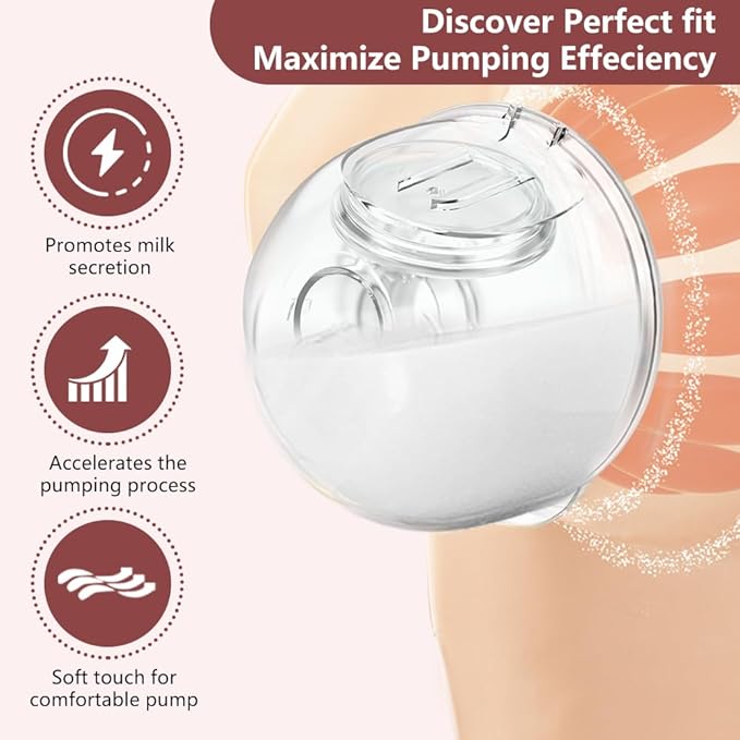 2 Pack CaraCups Wearable Milk Collection Sets and 10pcs Flange Inserts 13/15/17/19/21 * 2pc for Spectra S1 S2 9 Plus and SG, Fit for Spectra/Medela/Lansinoh 24mm Wearable Breast Pump Collection Cup