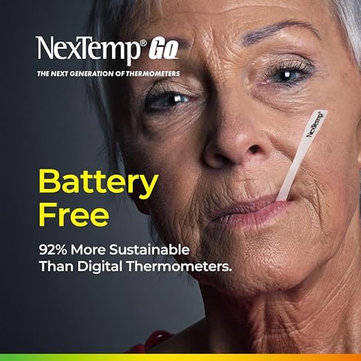 NexTemp® Go Oral Disposable Thermometers, Accurate Fast Read Temperature Thermometer in 10 Seconds, Hygienic, Use Anytime Anywhere for Adults, Kids, Travel, Home or First Aid Kit, Fahrenheit,12-Pack
