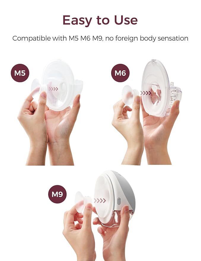 Momcozy Original Replacement Accessories for M5| M6| M9, Food-Grade Silicone & BPA Free, Original Breastfeeding Parts, Inserts 15mm, 4 Pack