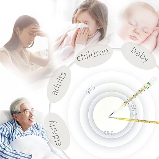 ℃&℉ Clinical Glass Thermometer for Underarm 2PCS - Classic Non Digital Thermometer for Adults - Accurate Easy Reading by AiBi TECH