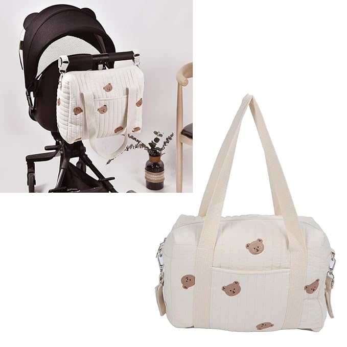 Universal Stroller Organizer, Multifunctional Baby Stroller Storage Bag Reusable Stroller Storage Bag Reusable Handbag Nappy Bag (Bear Bag)