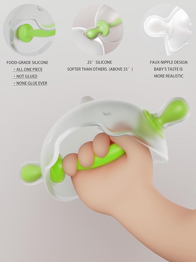 Baby Teething Toys for Babies 3-12 Months, teethers for Babies 3-6 Months,Teething Relief, All ONE Piece,None Glue,Food Grade Silicone BPA Free