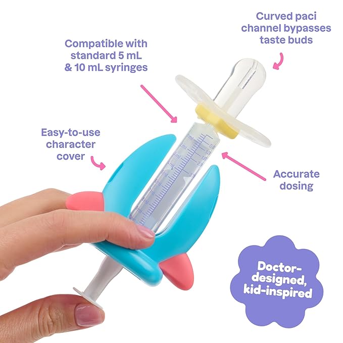 Medicine Buddy Medication Dispenser, Rocket - Liquid Syringe for Newborns, Infants, Babies & Toddlers - Baby Medicine Kit with Pacifier Attachment for Accurate Dosing