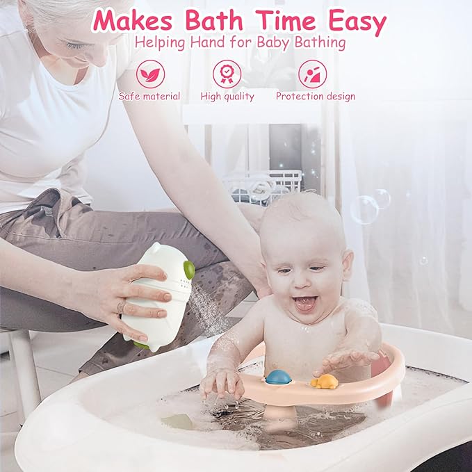 Baby Bath Seat for Babies 6 Months & Up - Bathtub Seats for Babies Sitting Up with Rinse Cup, Non-Slip, Comfortable, Infant Bath Essentials, Pink