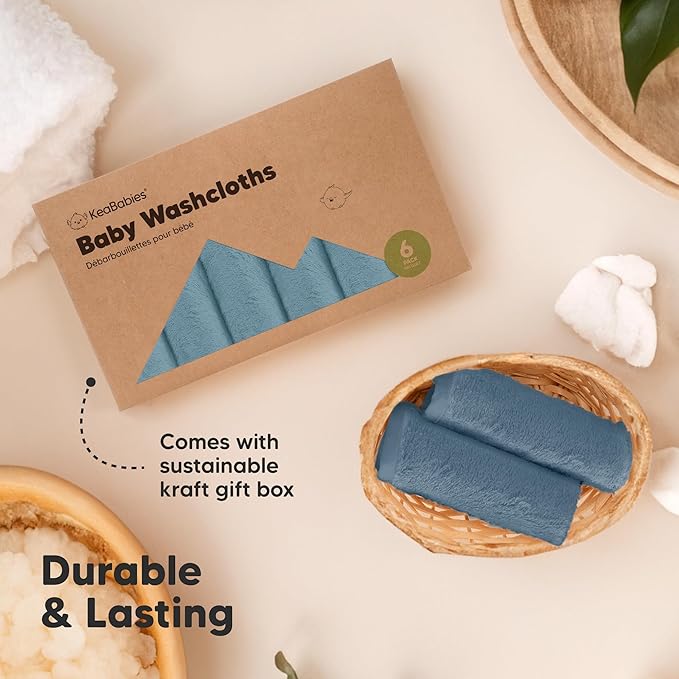 6-Pack Soft Baby Washcloths, Viscose from Bamboo - Kids, Newborn Bath Towels, Infant Shower, Toddler Reusable Face Towel, Gentle on Skin, Face Wash Cloths for Babies, 10x10 (Depths)