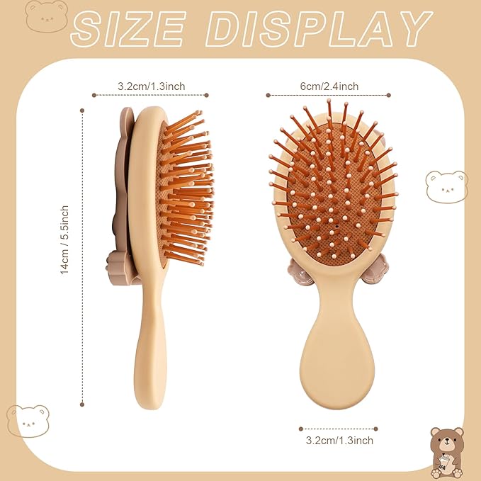 Toddler Soft Massage Comb - Mini Hairbrush for Thick, Curly, Thin, Long or Short Hair, Ideal for Travel (Beige)