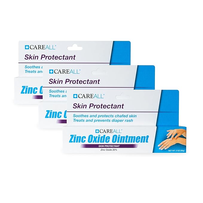CareAll Zinc Oxide 20% Skin Protectant Barrier Ointment 2 oz (3 Pack), Relieves, Treats and Prevents Minor Skin Irritations due to Diaper Rash. Helps Seal Out Wetness. Protects Chafed Skin.