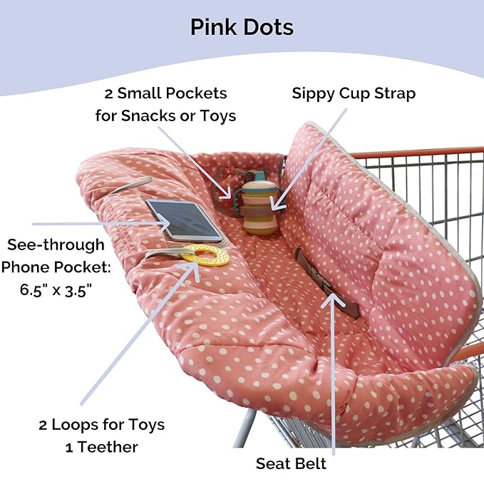 Suessie Shopping Cart Cover and High Chair Cover, Pink Dots