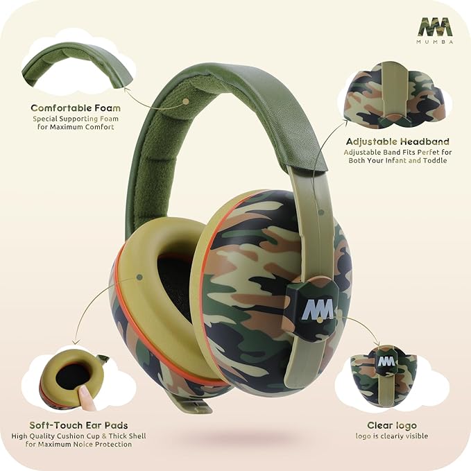 Mumba Baby Ear Protection Noise Cancelling HeadPhones for Babies and Toddlers Baby Earmuffs - Ages 3-24+ Months