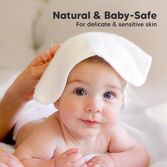 6-Pack Soft Baby Washcloths, Viscose from Bamboo - Kids, Newborn Bath Towels, Infant Shower, Toddler Reusable Face Towel, Gentle on Skin, Face Wash Cloths for Babies, 10x10 (White)