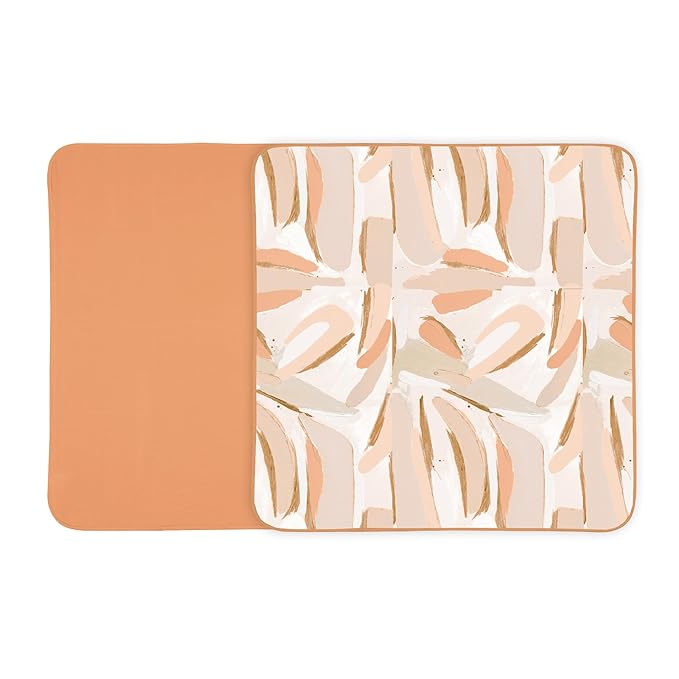Toddlekind Pretty Practical Mat 100% Organic Cotton 47" x 47”, Reversible, Portable, Travel, Portable, Indoor/Outdoor, for Babies/Toddlers, Peach Skies (Peaches)