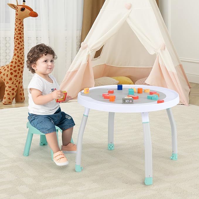 BABY JOY 5 in 1 Baby Activity Center, Baby Jumpers and Bouncers with Removable Toys, Lights & Music, 3 Adjustable Heights, Interactive Play Center for Toddlers Boys Girls 6-36 Months (White)