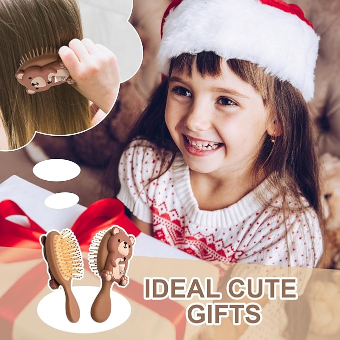 Mini Toddler Hair Brush Detangler Brush Kids Detangling Hairbrush Soft Massage Comb Small Travel Hair Brush for Thick Curly Thin Long Short(Brown)