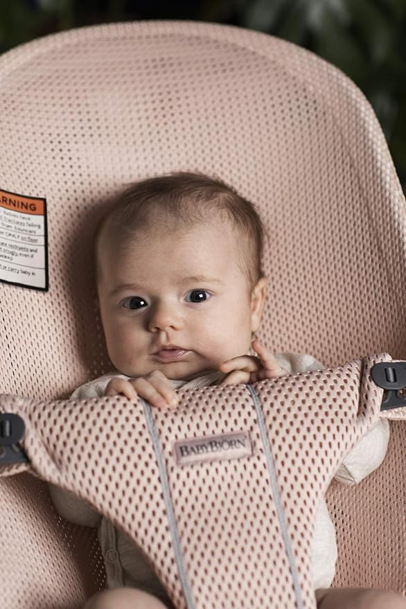 BabyBjörn Bouncer Bliss, Mesh, Pearly Pink 2-in-1 Adjustable Baby Bouncer Seat and Toddler Chair, Newborn to Toddler (8-29 lbs), 4 positions, Lightweight & Portable