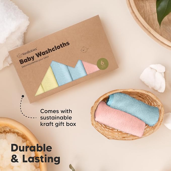 6-Pack Soft Baby Washcloths, Viscose from Bamboo - Kids, Newborn Bath Towels, Infant Shower, Toddler Reusable Face Towel, Gentle on Skin, Face Wash Cloths for Babies, 10x10 (Candy Pop)