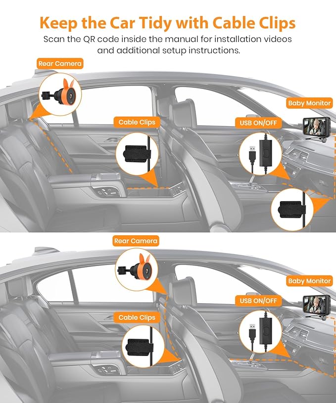 USB Baby Car Camera Plug-Play, 4.5" 1080P Easy Setup Backseat Camera with Flexible 360 Rotation, Clear Picture Rear Facing Car Seat Baby Monitor
