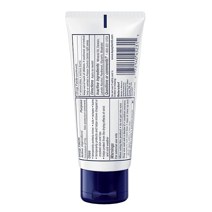 Aquaphor Advanced Therapy Healing Ointment, Hypoallergenic, Fragrance Free Body Moisturizer for Dry Skin and Minor Wound Care, Travel Size Skin Care Set, 1.75 Oz Tube, Pack of 3