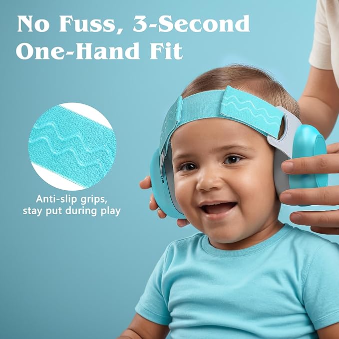 Bella's Friends Baby Ear Protection for Infants & Toddlers(3–48 Months) - Lightweight 24dB Noise Cancelling Headphones - Safe fit & Comfort Earmuffs - Improve Sleep - Baby Travel Essential, Blue