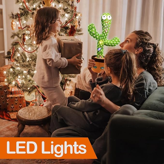 Dancing Mimicking Talking Cactus Toy,Funny Gift for Toddler 1 2 3 Year Old Boy Girl,Singing Record Repeat What You Say Light Up Baby Infant Toys 6-12 12-18 Months (Volume Adjustment)