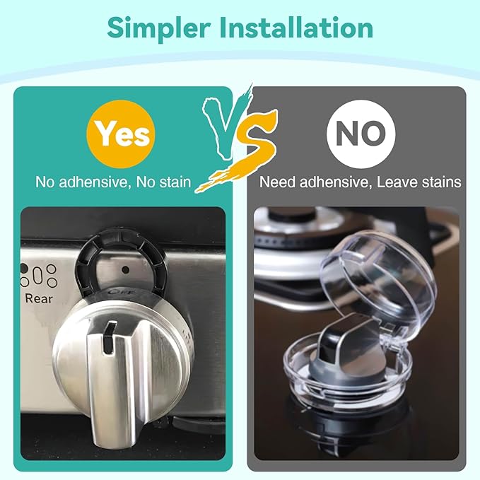 Gas Stove Knob Locks Protecting Kids and Pets; Oven Knob Covers for Child Safety (5 Pack,Black)