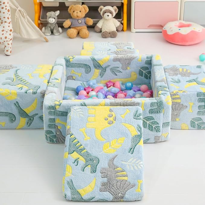 Foam Climbing Blocks, 5 Pcs Soft Play Set with Ball Pit, Baby Toddler Climbing Toys Indoor, Indoor Climbing Blocks for Toddlers 1-3, Indoor Climb Soft Play Equipment, Dinosaur(No Balls)