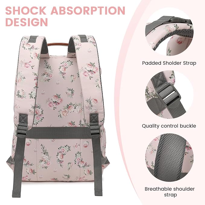 Diaper Bag Backpack, Large Baby Nappy Bags with Portable Changing Pad for Boys and GirlsMultifunction Travel Baby Bag for Moms Dads, Shower Gifts Waterproof and Stylish,Flower Pink