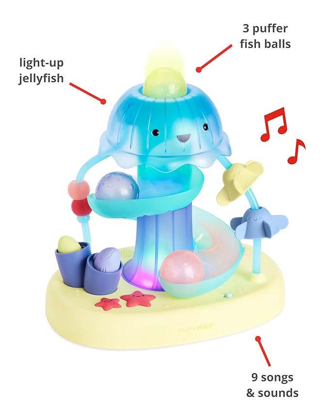 Skip Hop Seascape Musical Activity Ball Drop 2-Stage Cause & Effect Developmental Toy with Lights, Songs and Sounds Age 6m+