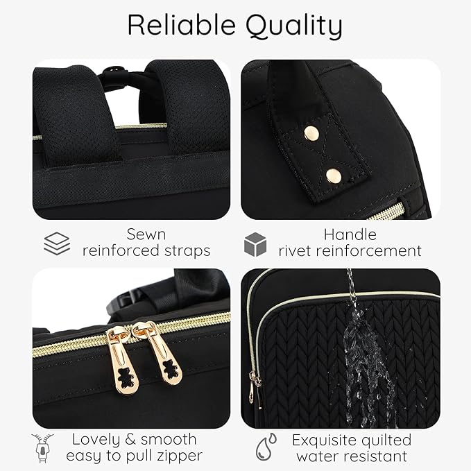 AIJIEKE Diaper Bag, Large Wide-Open Baby Diaper Backpack, Multi-functional Baby Travel Tote Bag, Diaper Bag with Changing Pad, Diaper Bags for Mom & Maternity (Black)