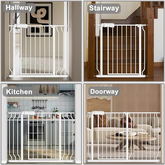Fairy Baby 29-34 Inch Wide Baby Gate for Doorways Stairs Hallway, Walk Through Pressure Mounted Child Gates, Indoor Safety Child Gates for Kids or Pets