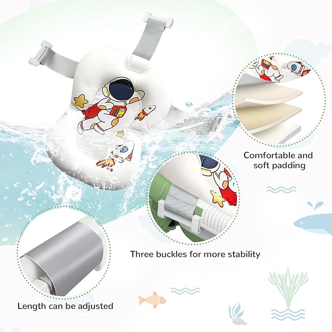 Collapsible Baby Bathtub for Newborn,Baby Tub with Soft Floating Cushion & Thermometer for Infant to Toddler, Portable Travel Bathtub with No-Slip Feet for 0-36 Months-Green